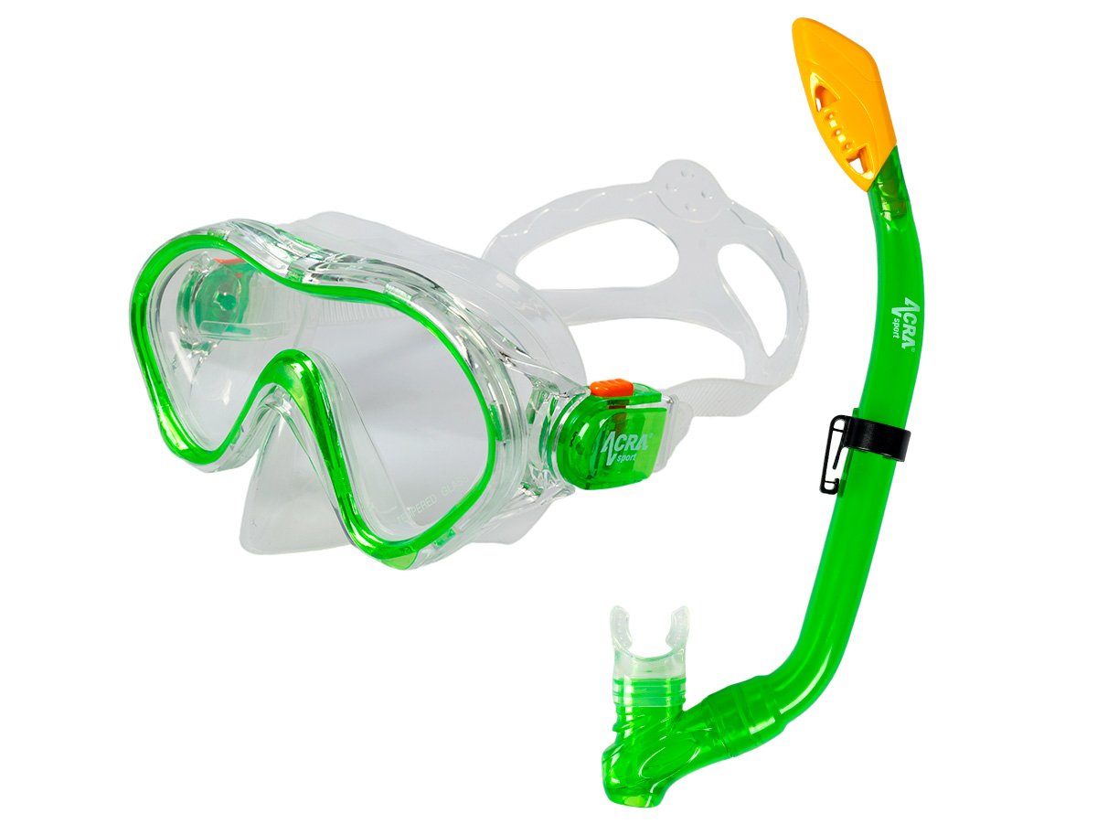 Šnorchlovací set 2 v 1, DETSKÝ, ZELENÝ, obsahuje masku a šnorchel