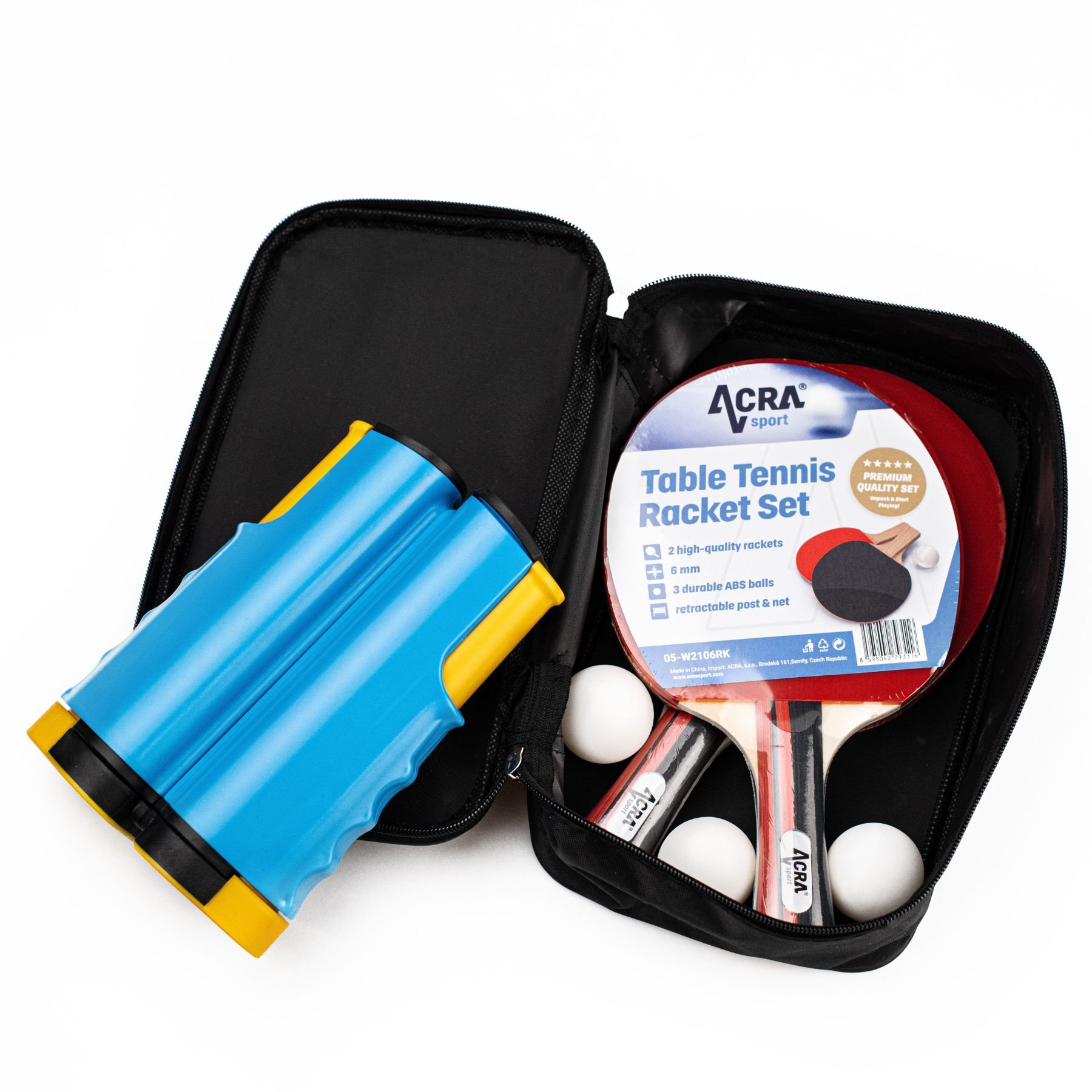 Súprava na stolný tenis Acra, 2 rakety, loptička a sieťka