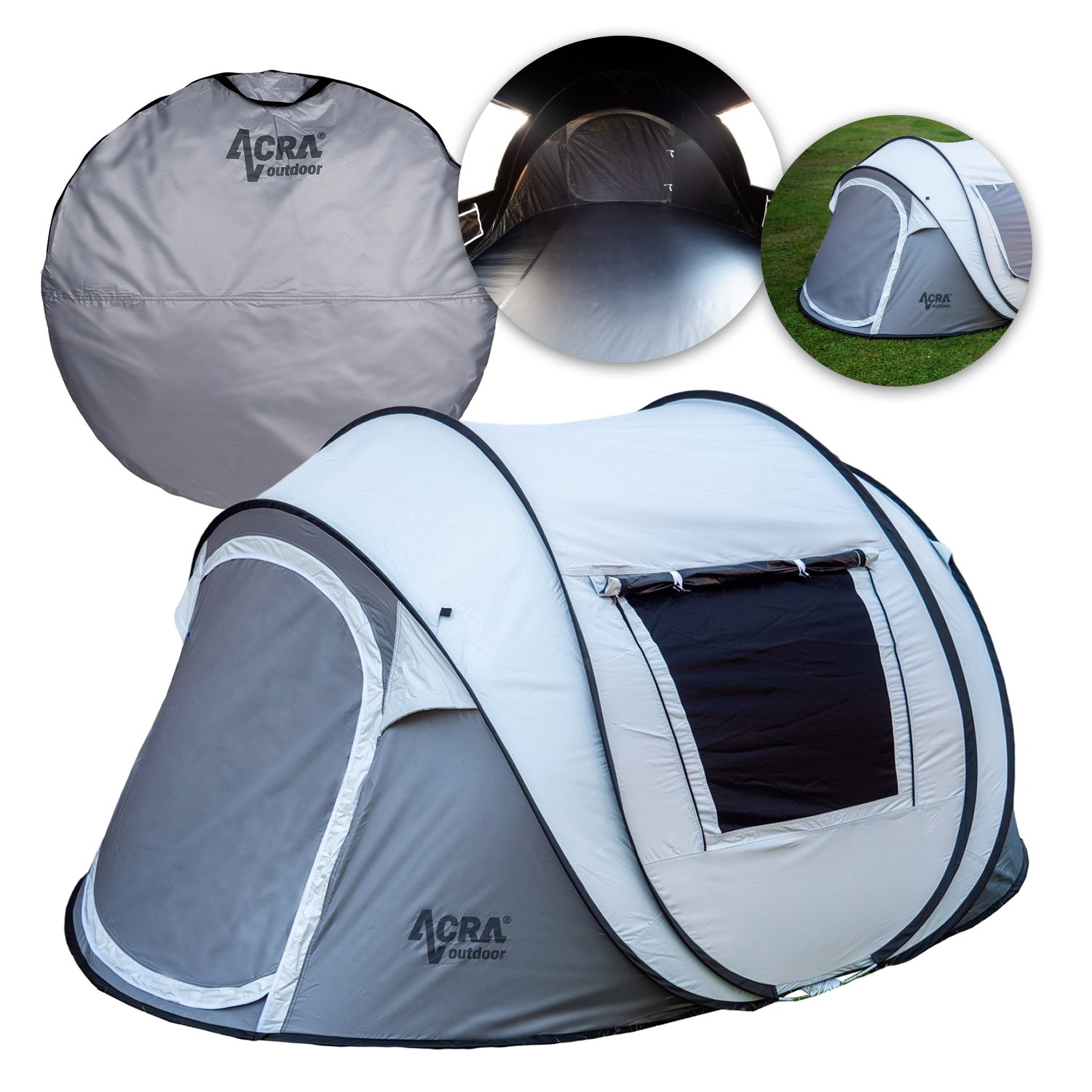 Acra Outdoor ST31 samorozkladací stan pre 2-3 osoby/2sec - strieborný so zatemnením