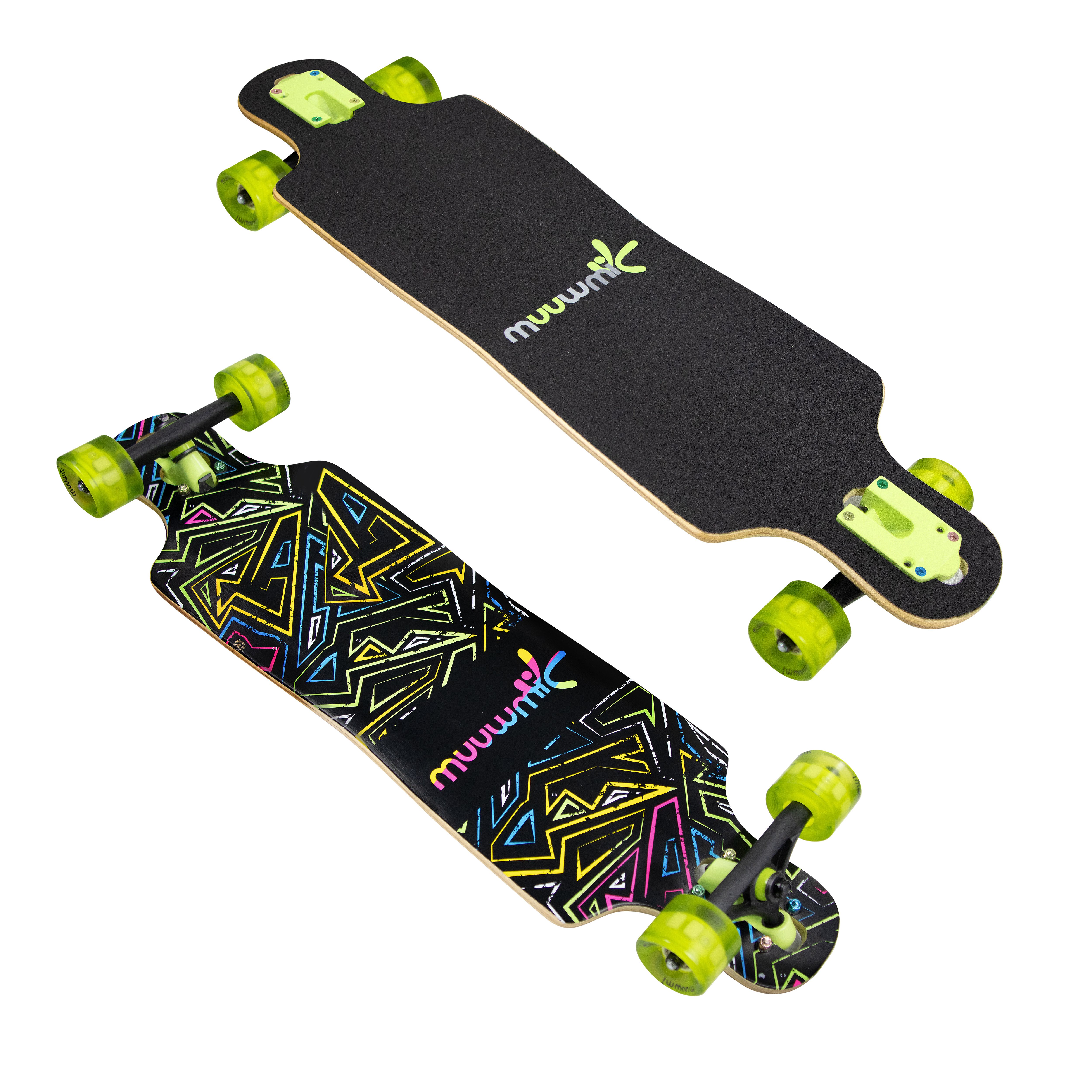 Muuwmi Longboard Compact ABEC 7 NEON so svietiacimi kolieskami