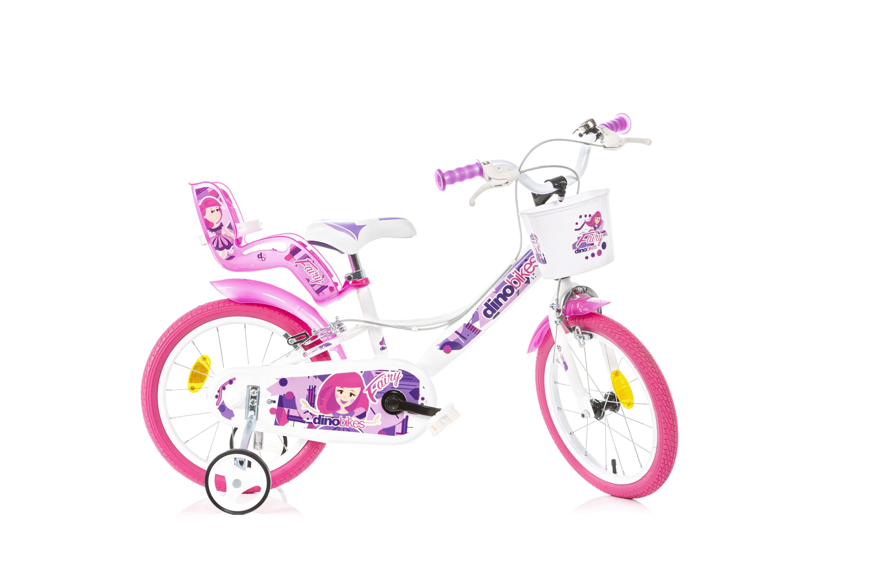 Detský bicykel Dino bikes FAIRY Biela a ružová potlač 16"