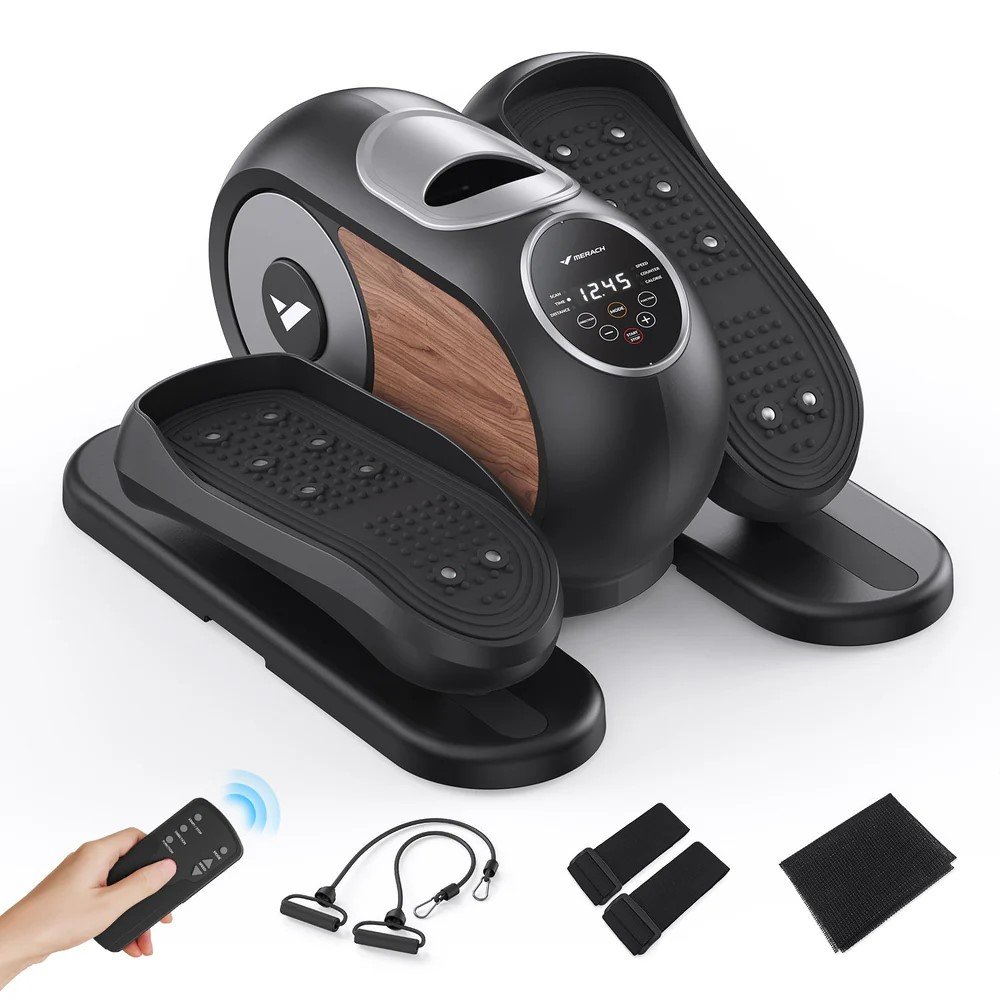 MERACH E32B1 Mini elektrický eliptický trenažér, mini stepper, 12 programov