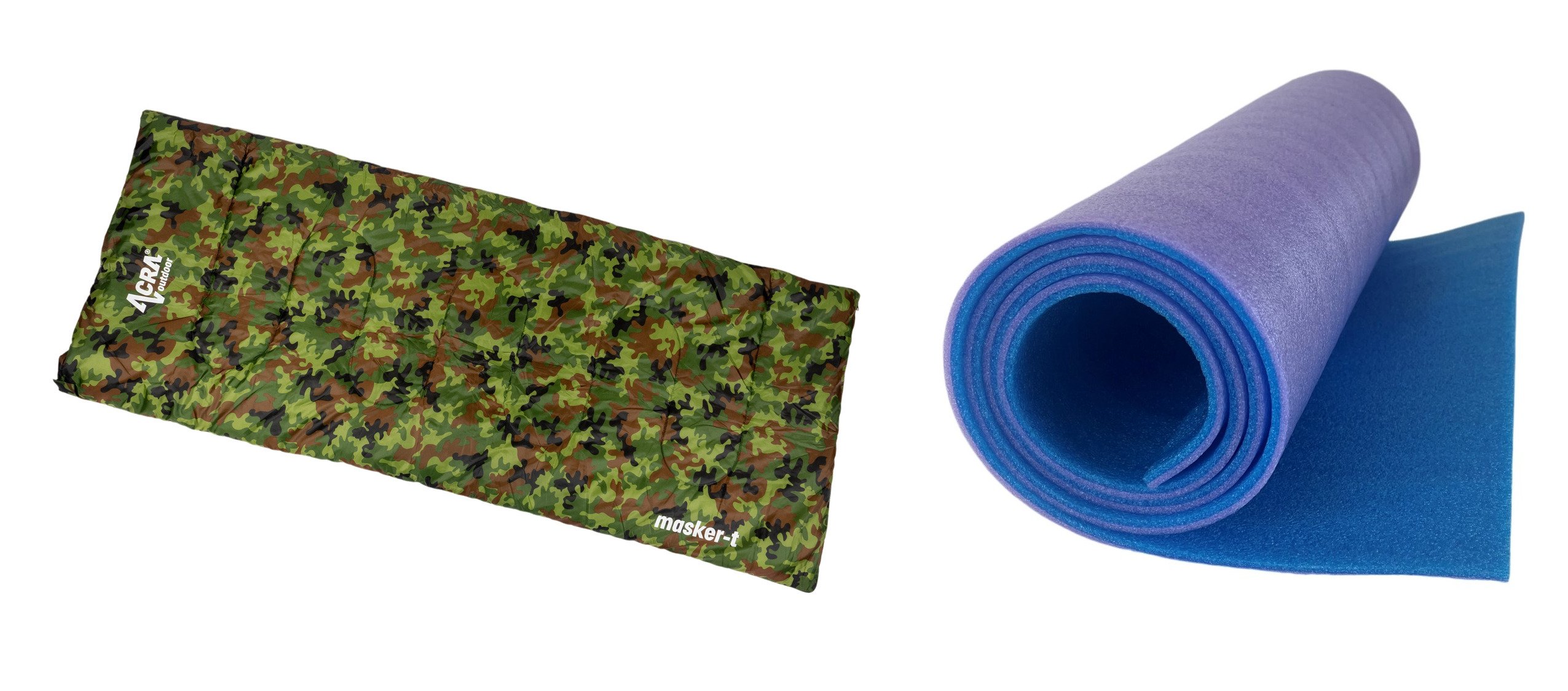 Festivalový set EASY.COM: dekový spací vak + ľahký dvojvrstvový matrac do auta