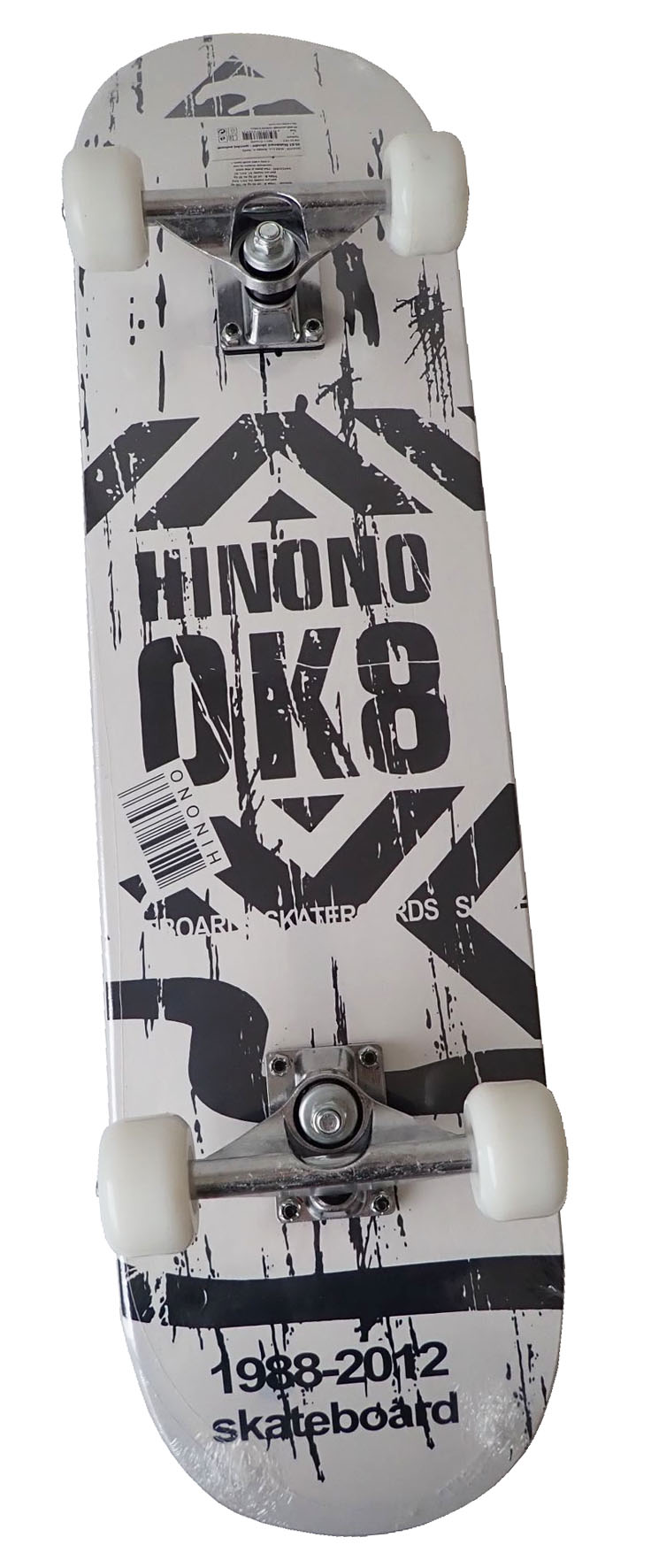 Závodný skateboard s protišmykovým povrchom biely 78 x 20 cm