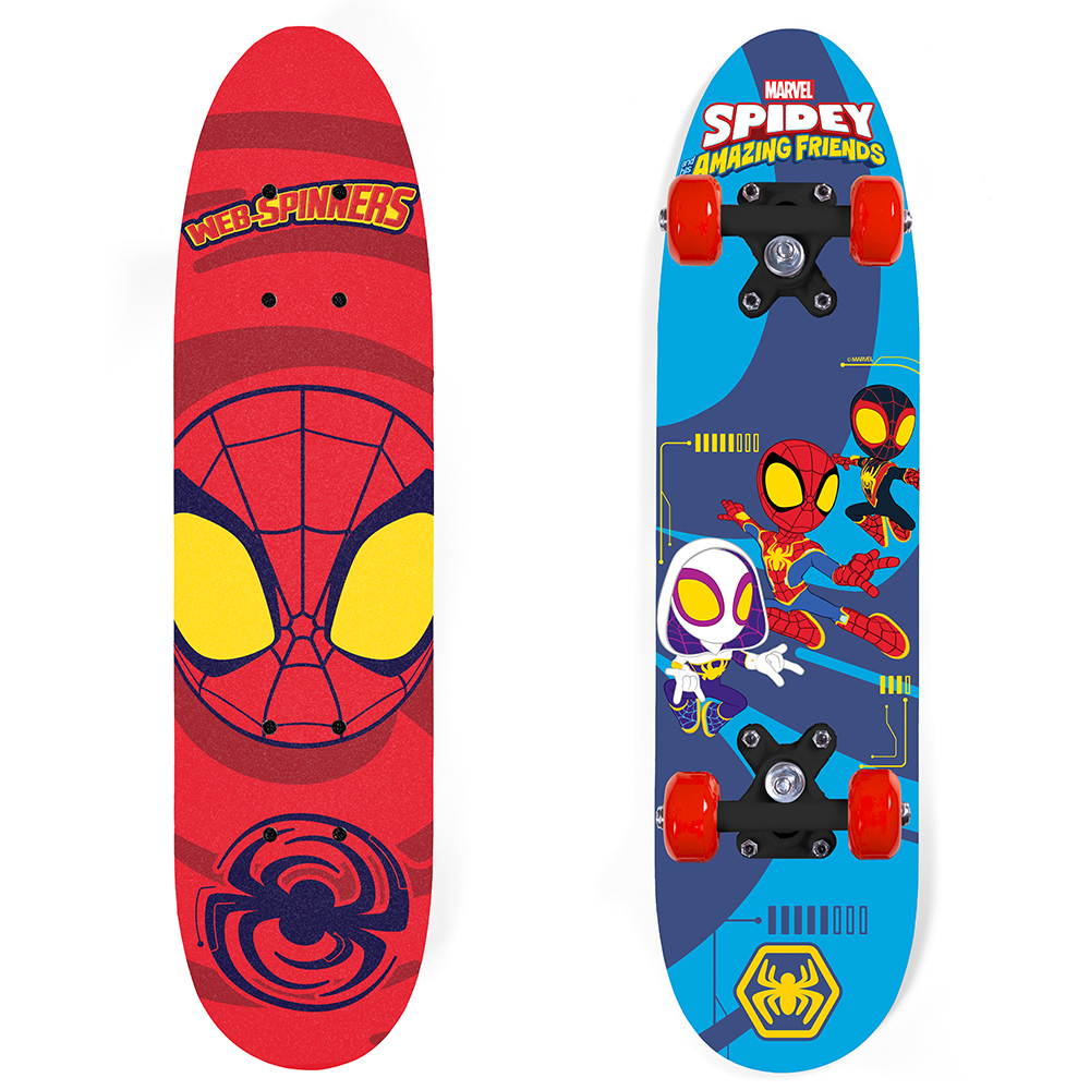 Skateboard Spiderman, červený